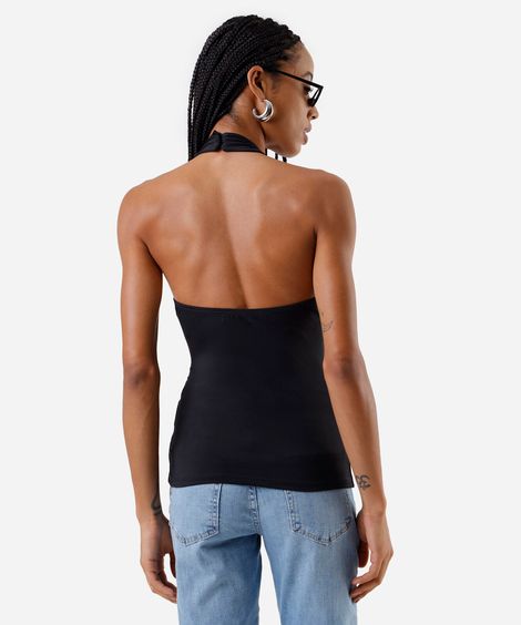 blusa feminina halterneck preta