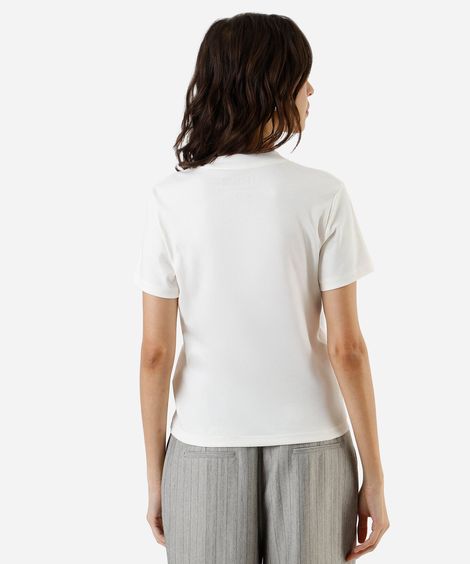 camiseta feminina de algodão peruano snoopy off white