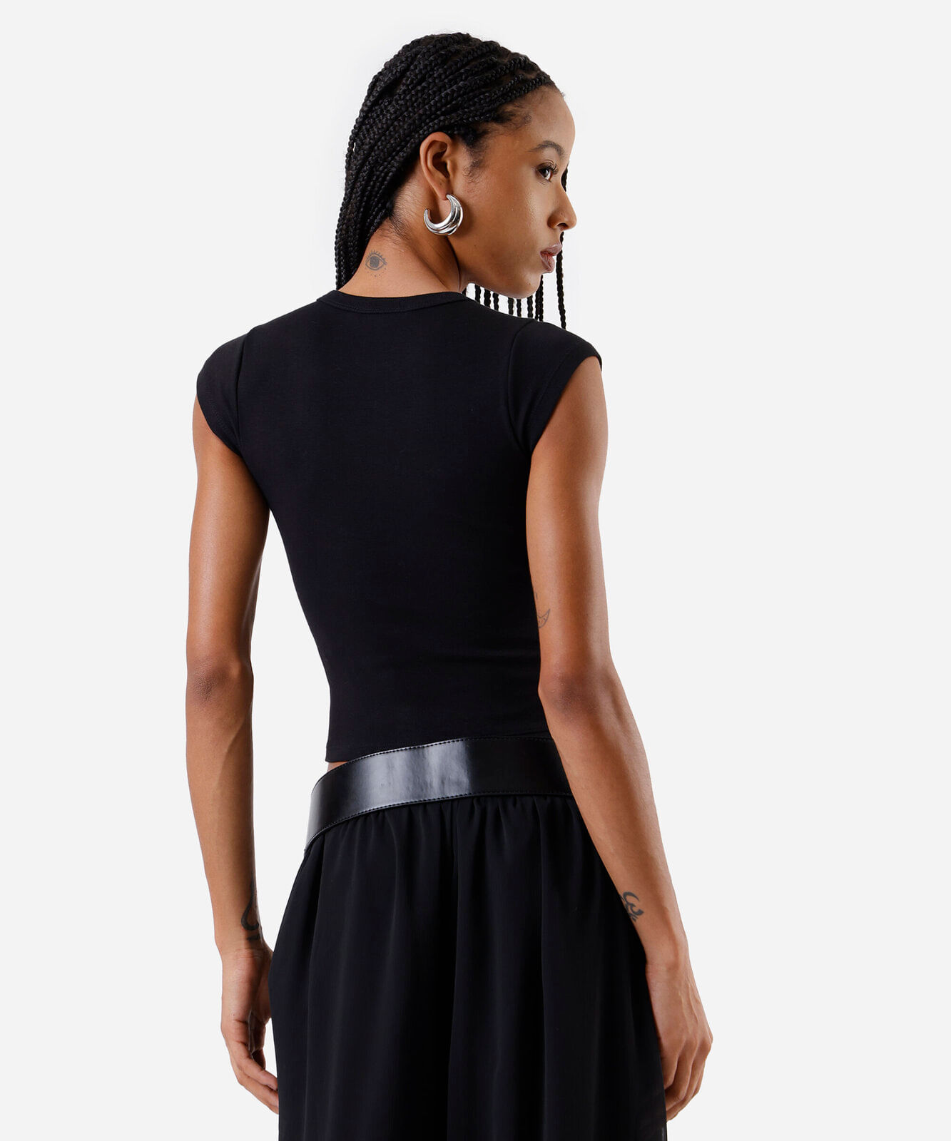 blusa baby look feminina de algodão básica preta