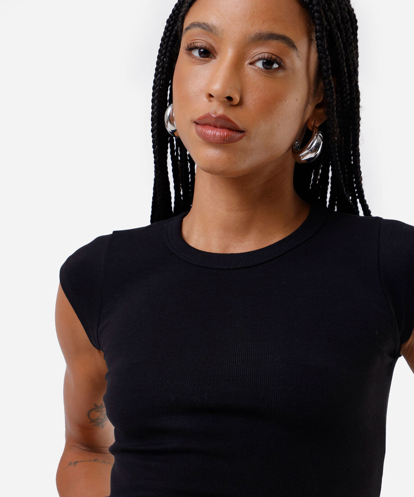 blusa baby look feminina de algodão básica preta