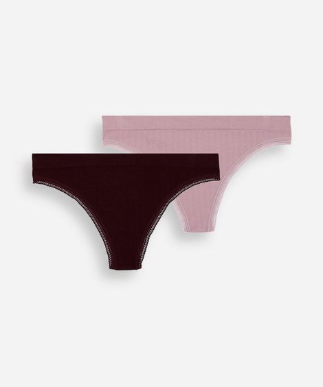 Kit de 2 calcinhas fio dental feminina sem costura colorido