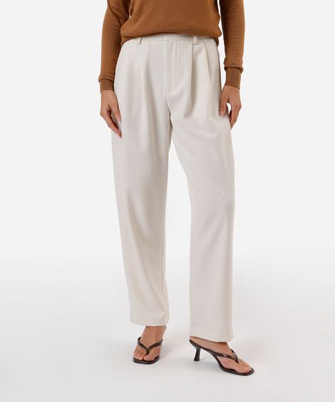 calça balloon de alfaiataria feminina com pregas off white