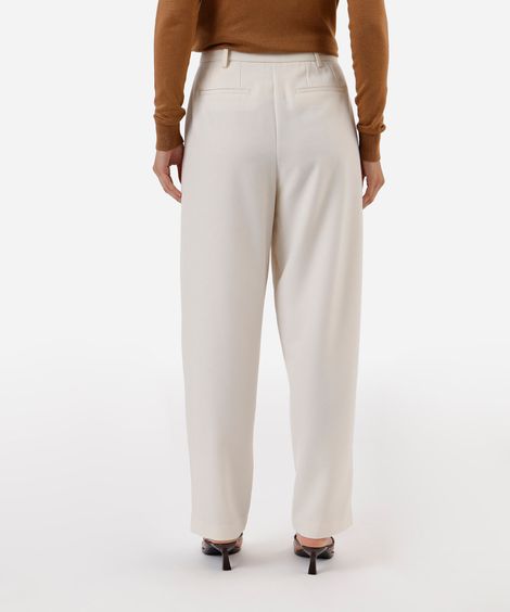 calça balloon de alfaiataria feminina com pregas off white