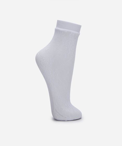 meia cano alto de renda floral branca