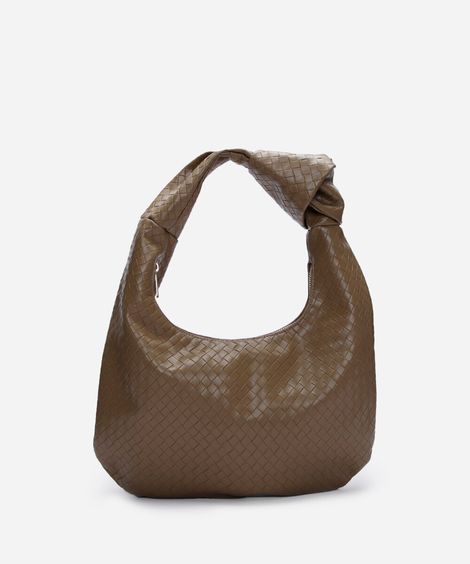 bolsa shoulder texturizada nó bege