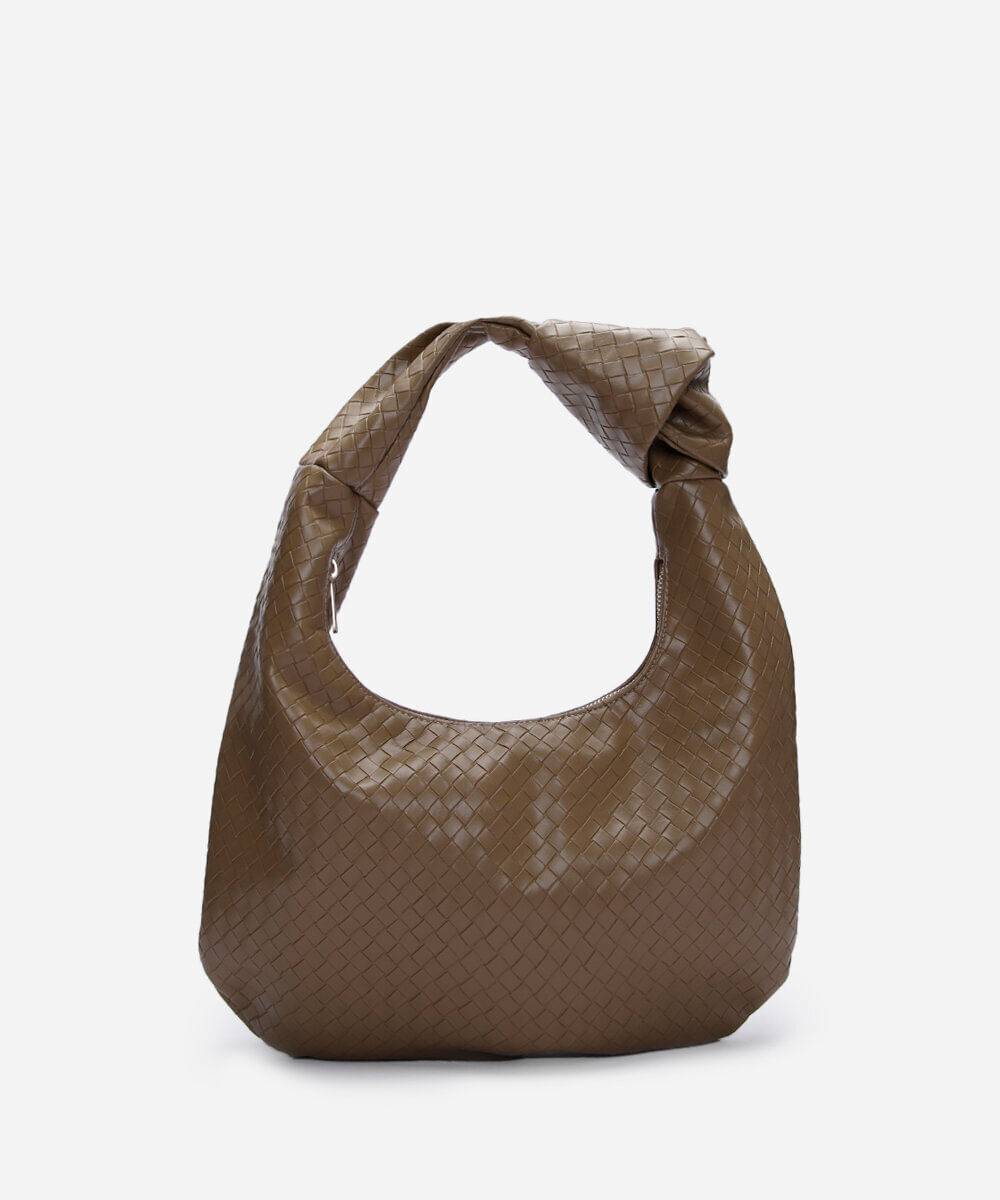 bolsa shoulder texturizada nó bege