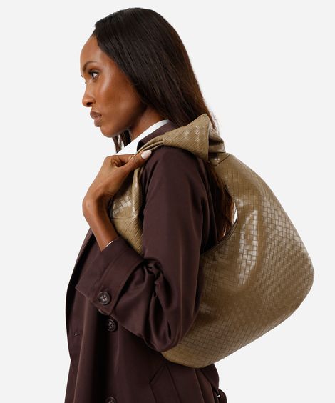 bolsa shoulder texturizada nó bege