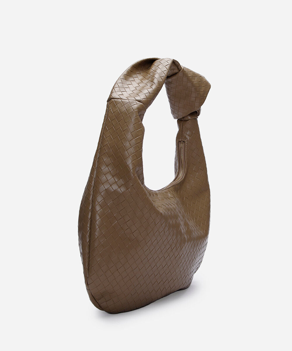bolsa shoulder texturizada nó bege