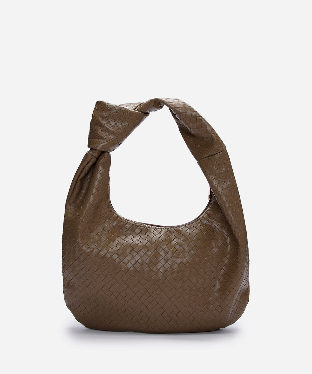 bolsa shoulder texturizada nó bege