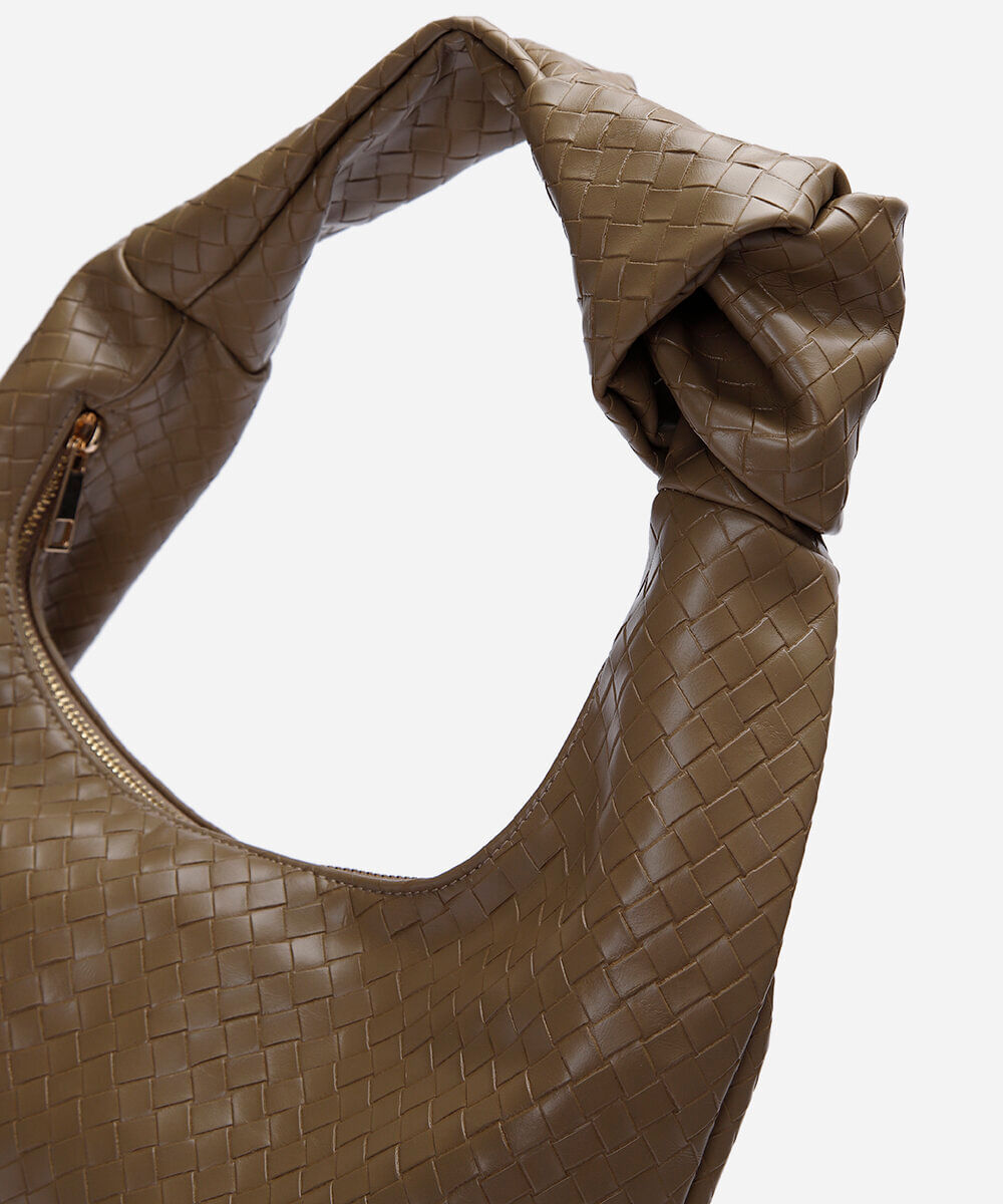 bolsa shoulder texturizada nó bege