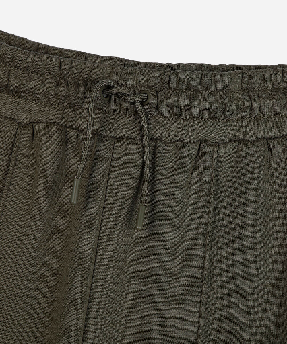 calça wide leg juvenil com nervuras cós elástico verde