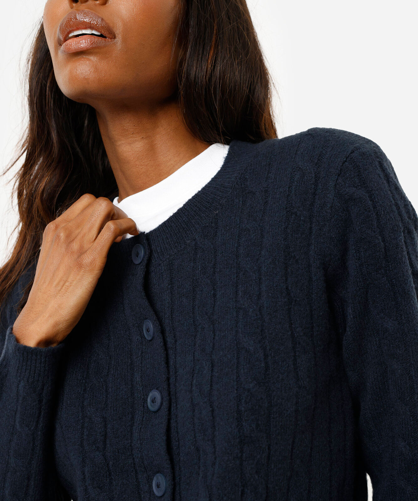 cardigan feminino de tricot texturizado azul