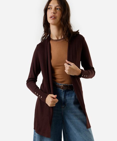 cardigan feminino de tricot  marrom