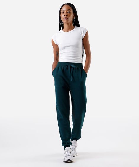 calça jogger feminina de moletom básica verde
