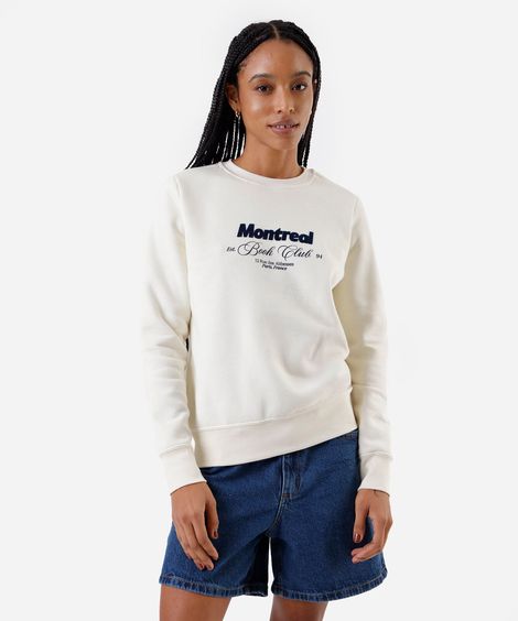 blusão de moletom feminino montreal off white
