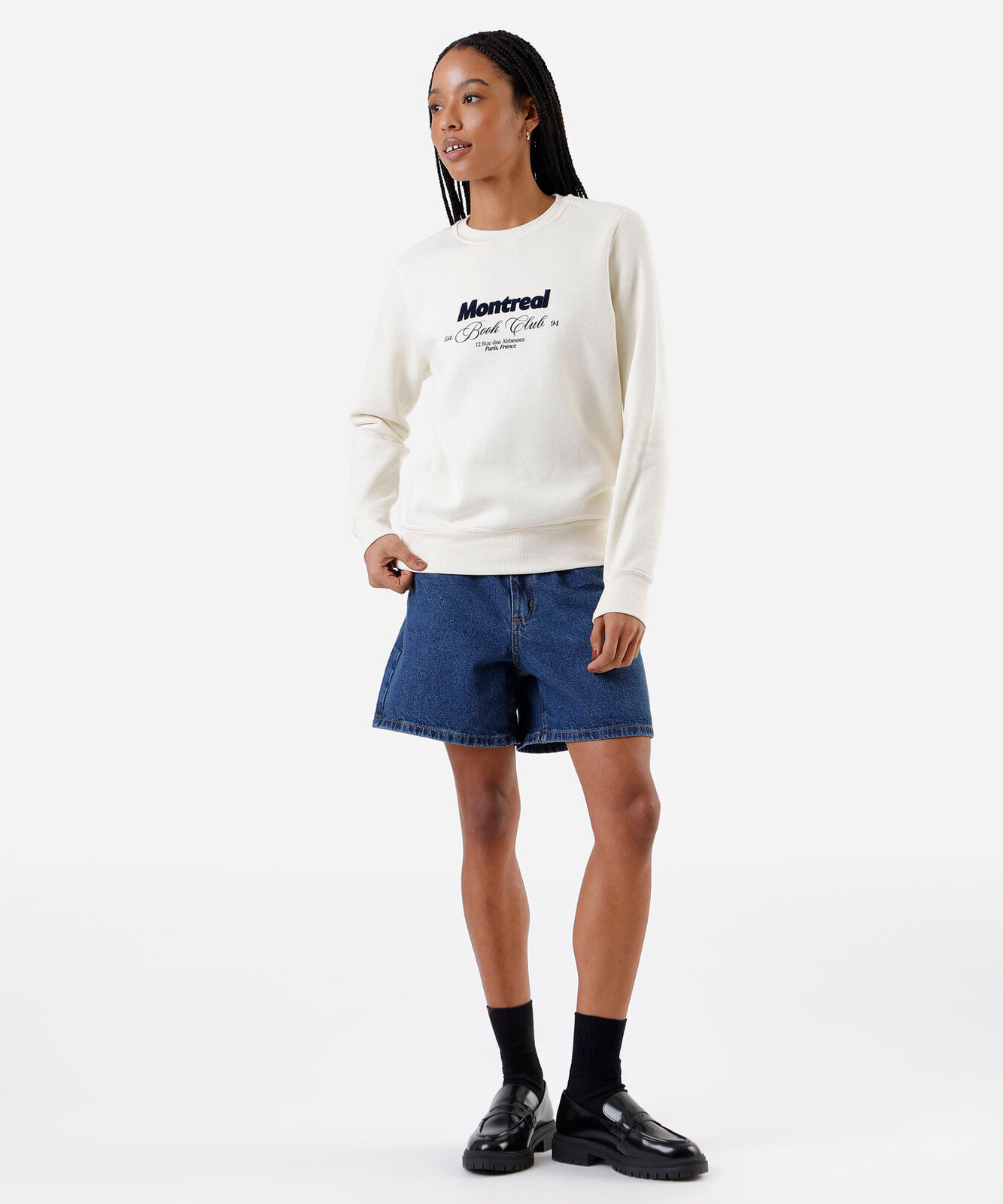 blusão de moletom feminino montreal off white