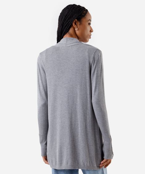 cardigan feminino de tricot cinza