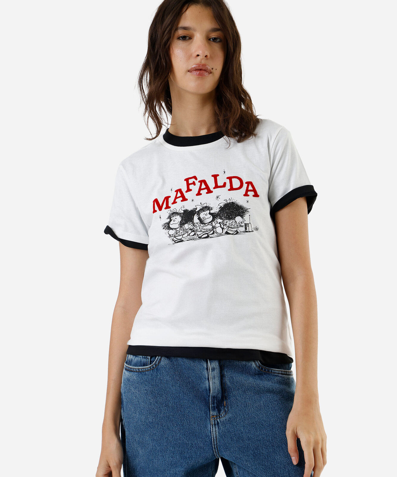 camiseta feminina de algodão mafalda off white