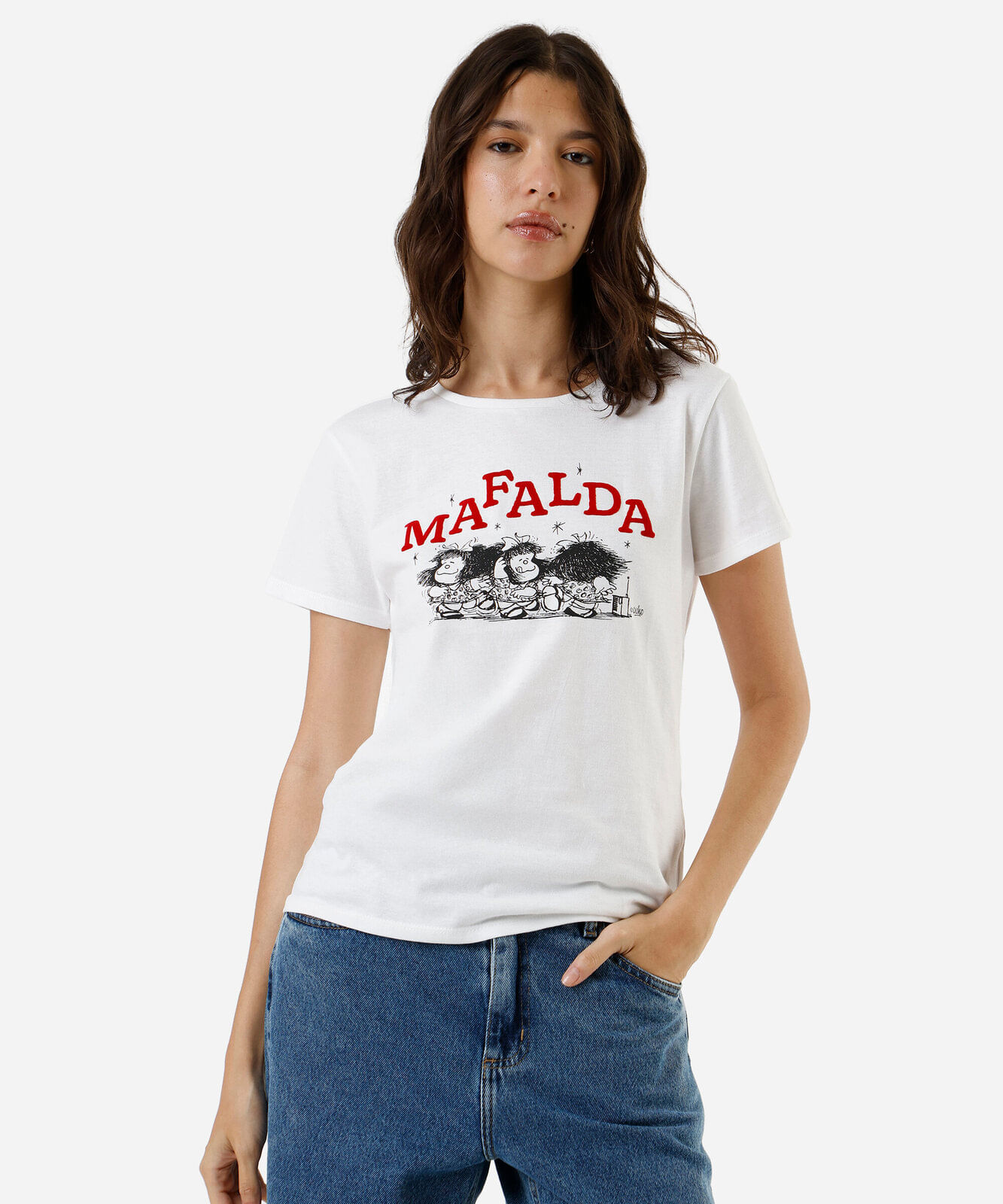 camiseta feminina de algodão mafalda off white