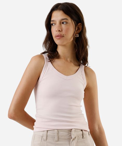 regata básica feminina canelada rosa