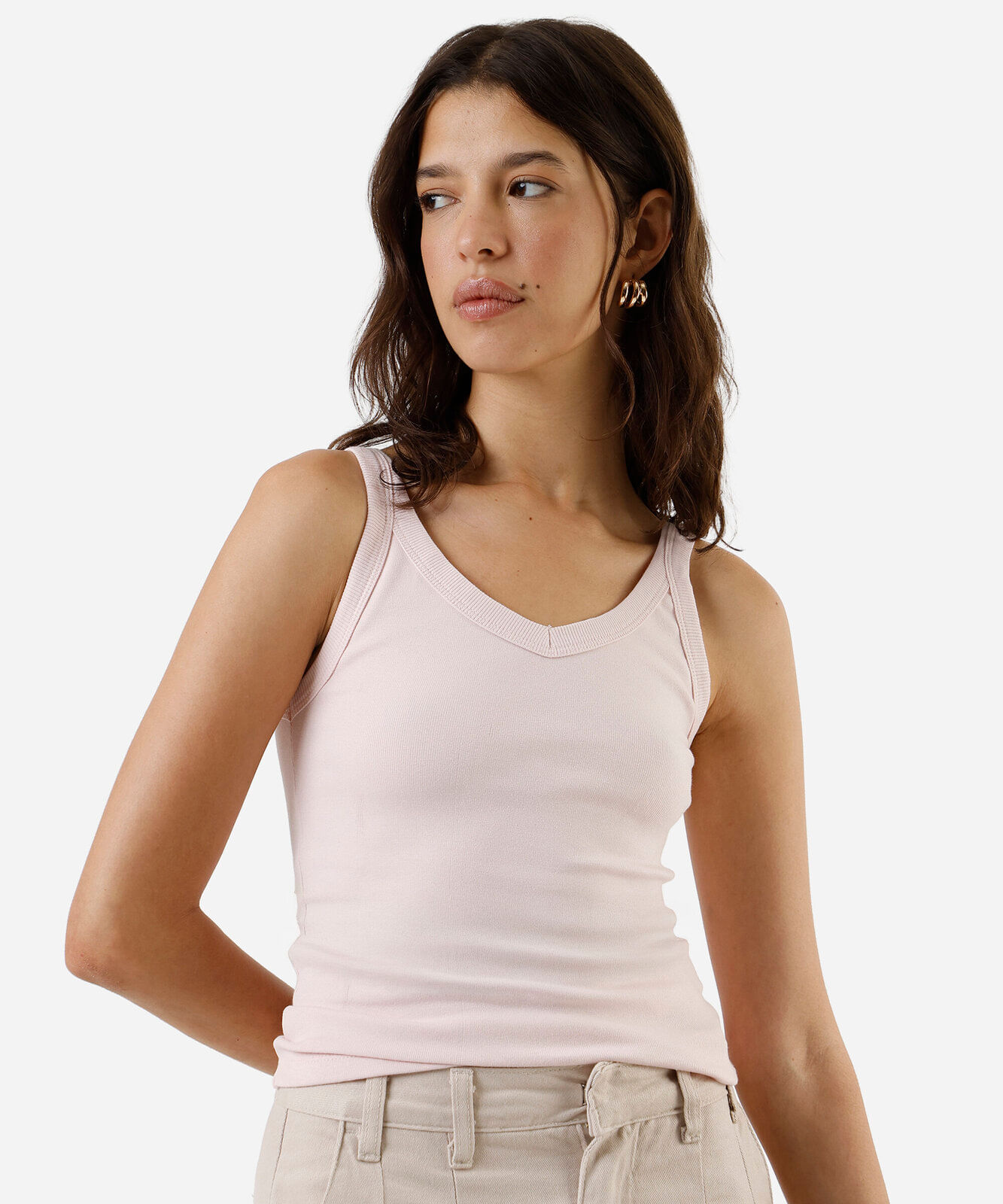 regata básica feminina canelada rosa