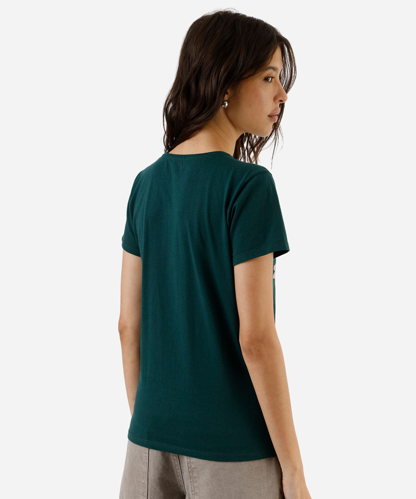 camiseta feminina de algodão estampada matcha verde