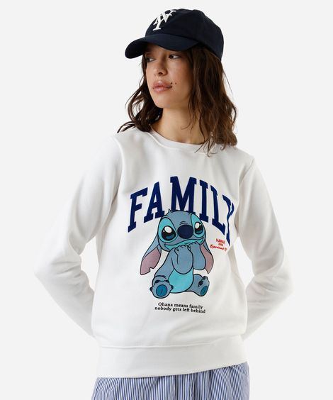 blusa feminina de moletom stitch off white
