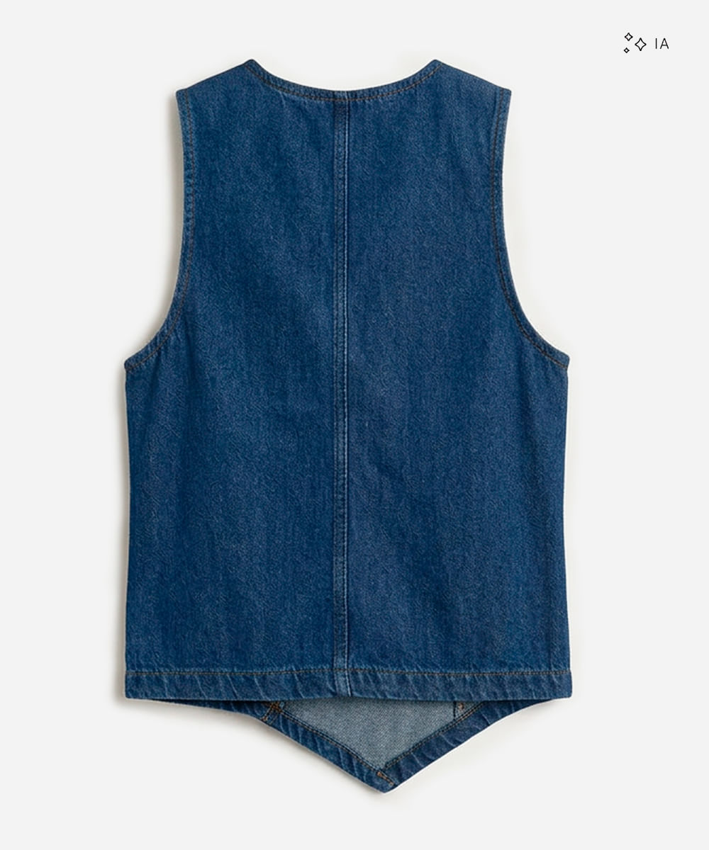 colete feminino jeans assimétrico azul