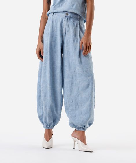 calça aladim feminina jeans camuflado azul