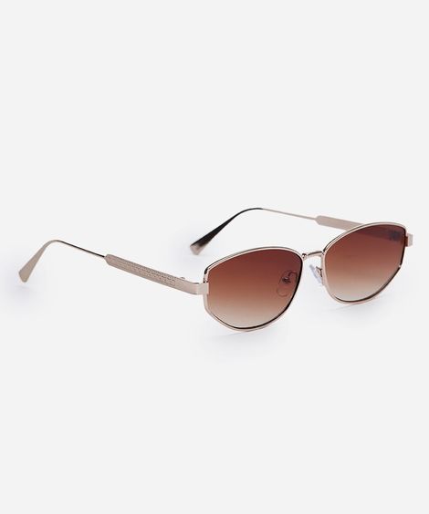 óculos de sol feminino oval de metal triton dourado