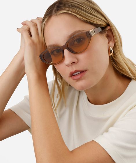 óculos de sol feminino oval de acetato triton amarelo