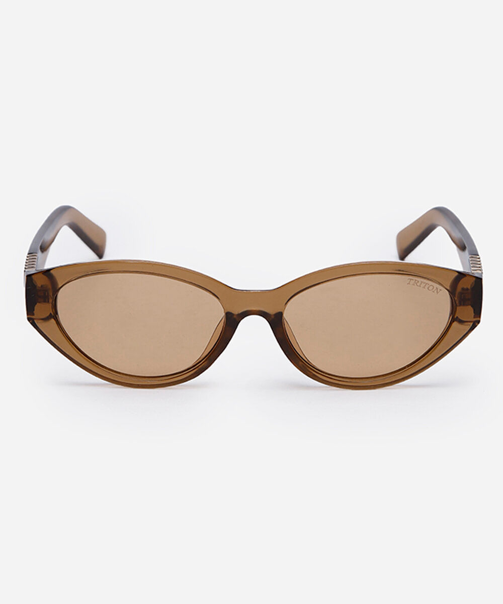 óculos de sol feminino oval de acetato triton amarelo
