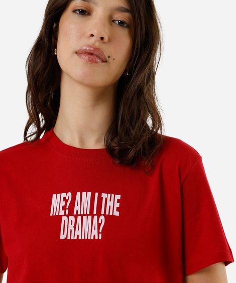 camiseta feminina de algodão estampada vermelha