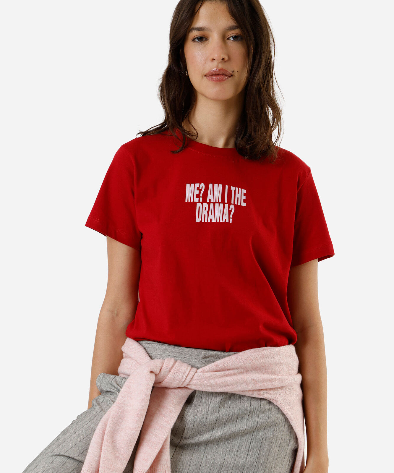 camiseta feminina de algodão estampada vermelha