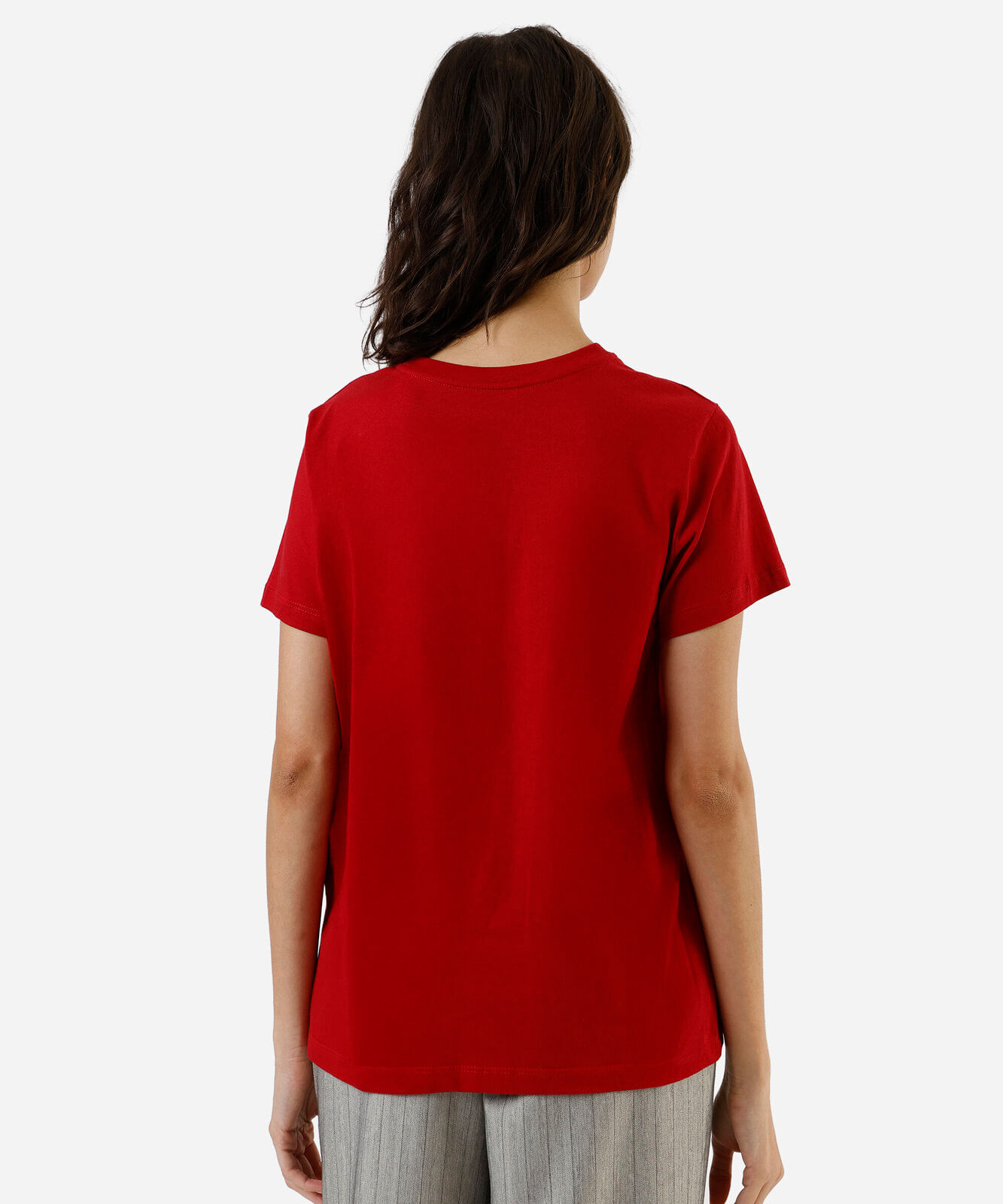 camiseta feminina de algodão estampada vermelha