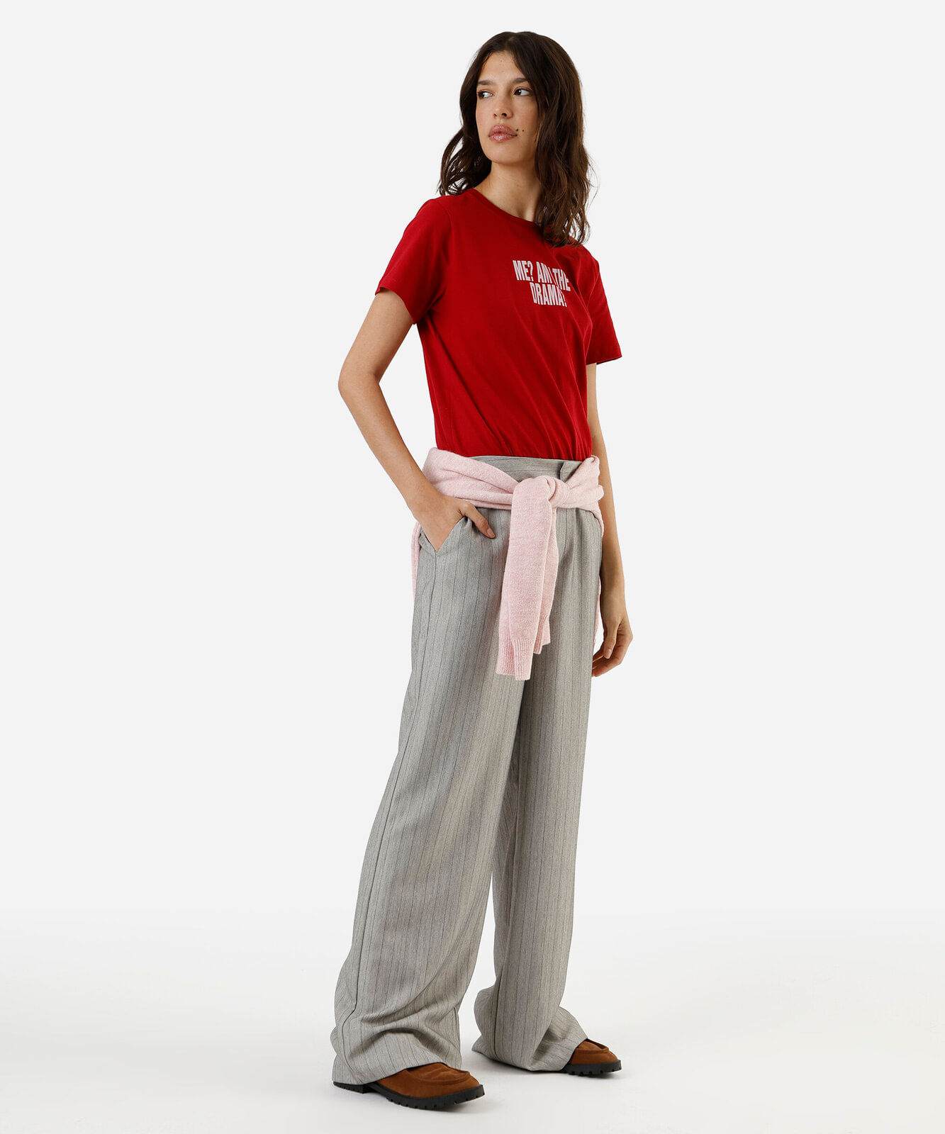 camiseta feminina de algodão estampada vermelha
