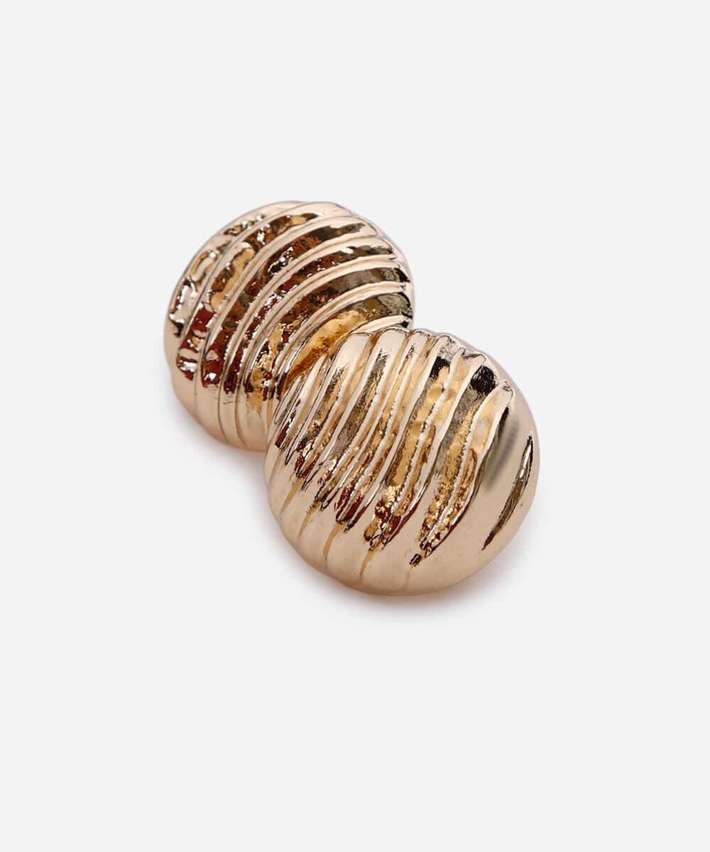 brinco botão orgânico dourado