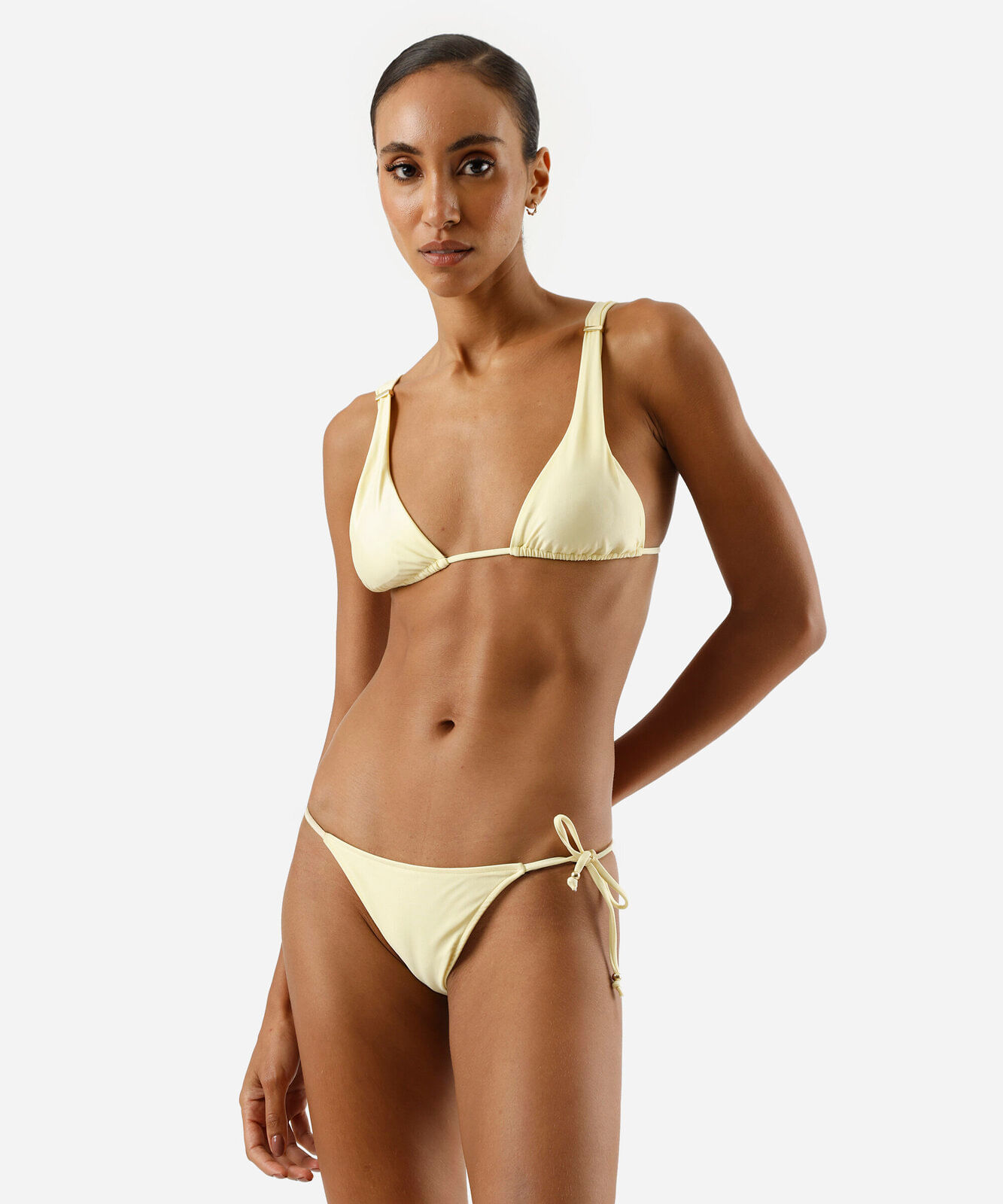 biquíni calcinha tanga feminino com amarração amarelo