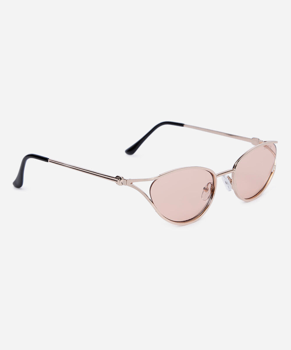 óculos de sol feminino oval de metal triton dourado