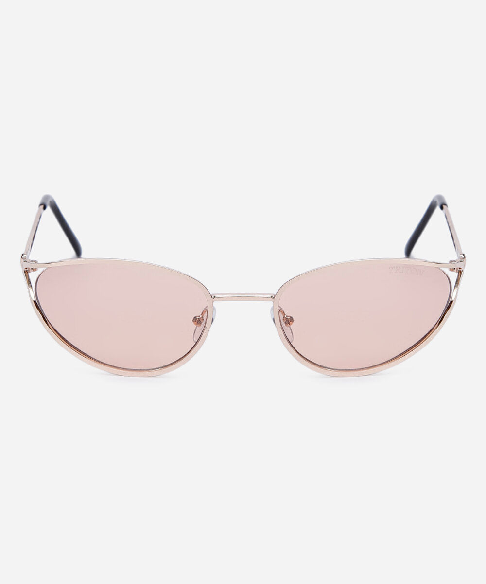 óculos de sol feminino oval de metal triton dourado
