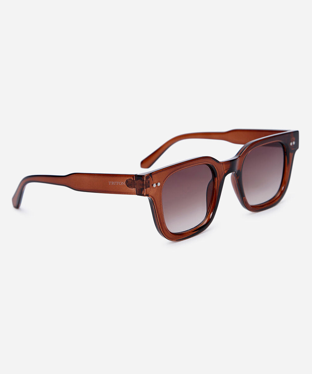 óculos de sol feminino quadrado de acetato triton marrom