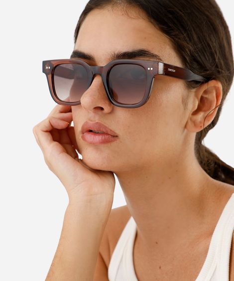 óculos de sol feminino quadrado de acetato triton marrom