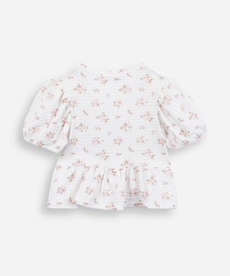 bata infantil manga bufante floral off white
