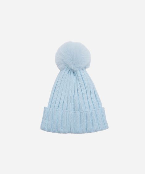 kit infantil de gorro e luvas em tricot bordado stitch azul