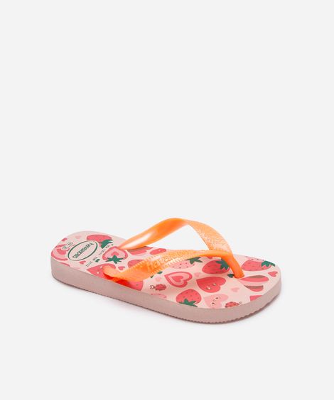 chinelo infantil havaianas estampado rosa