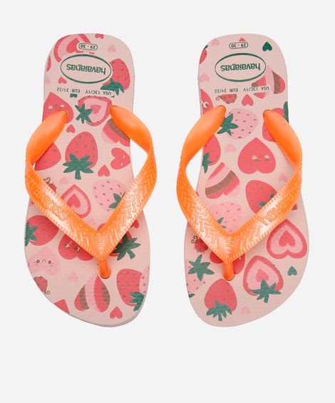 chinelo infantil havaianas estampado rosa