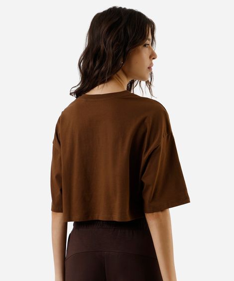 camiseta cropped feminina mickey friends marrom