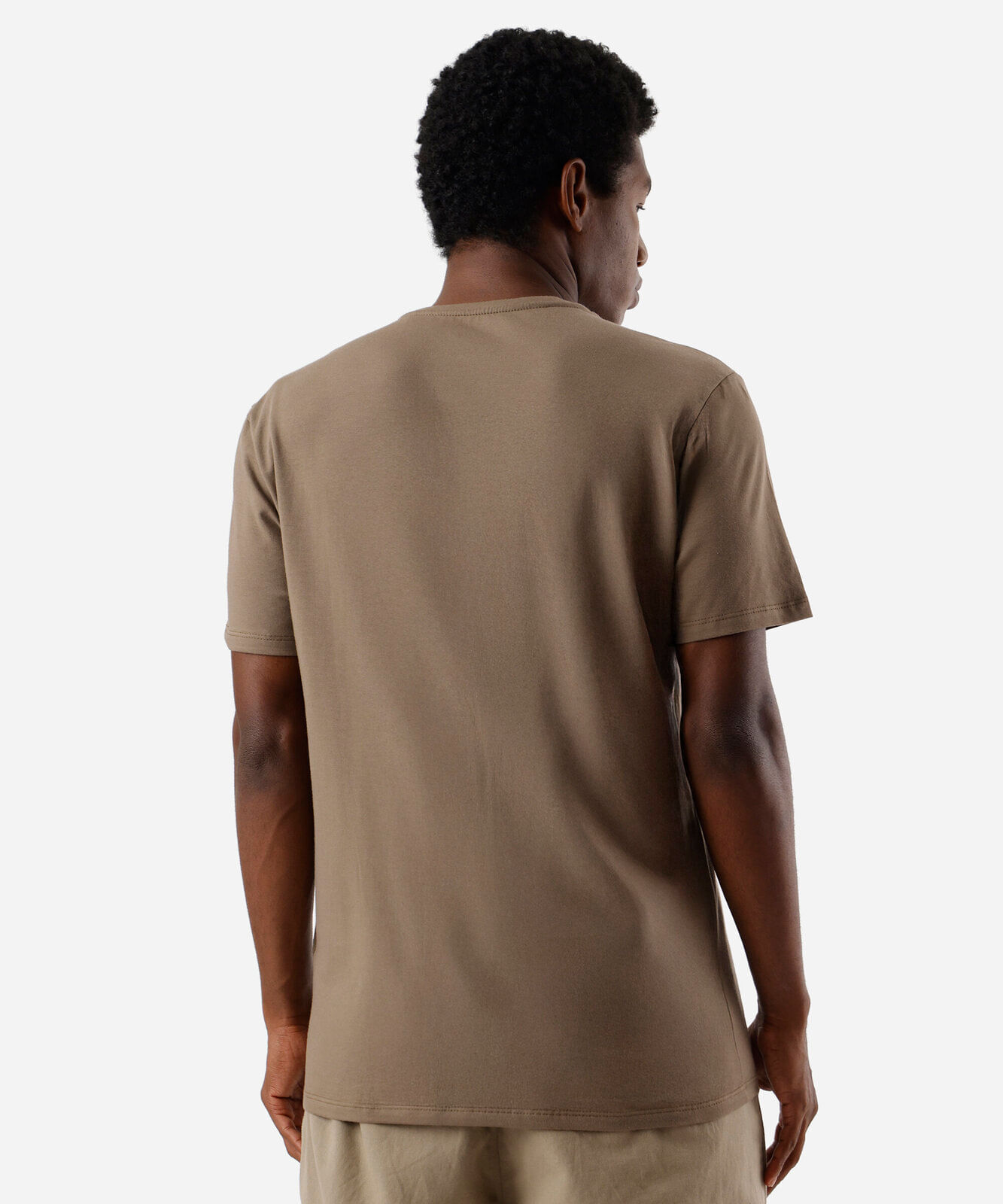 camiseta manga curta slim gola careca bege