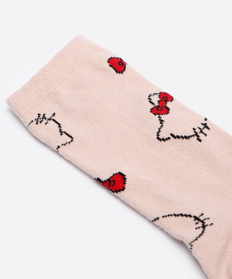 meia cano alto hello kitty rosa