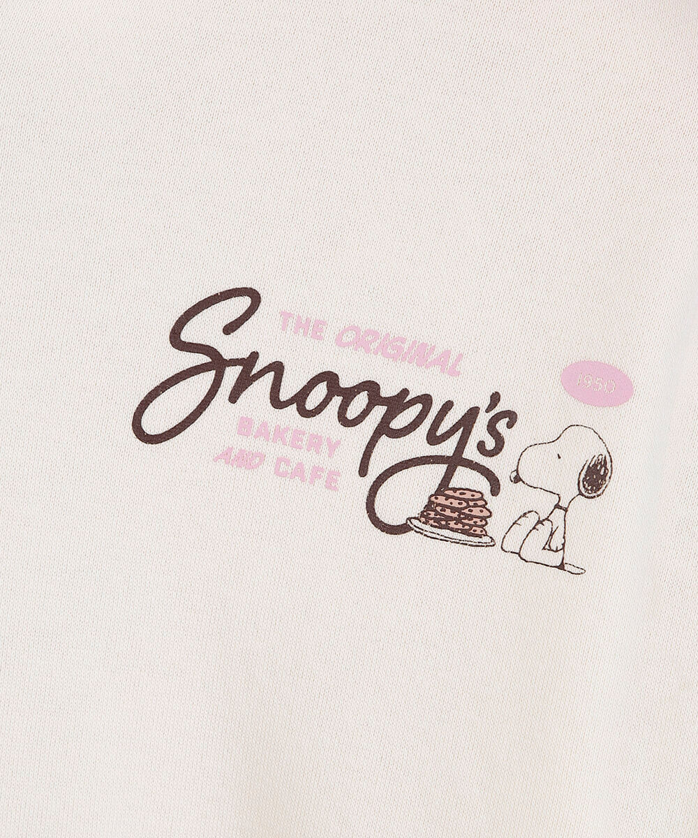 jaqueta oversized juvenil de moletom com capuz snoopy off white